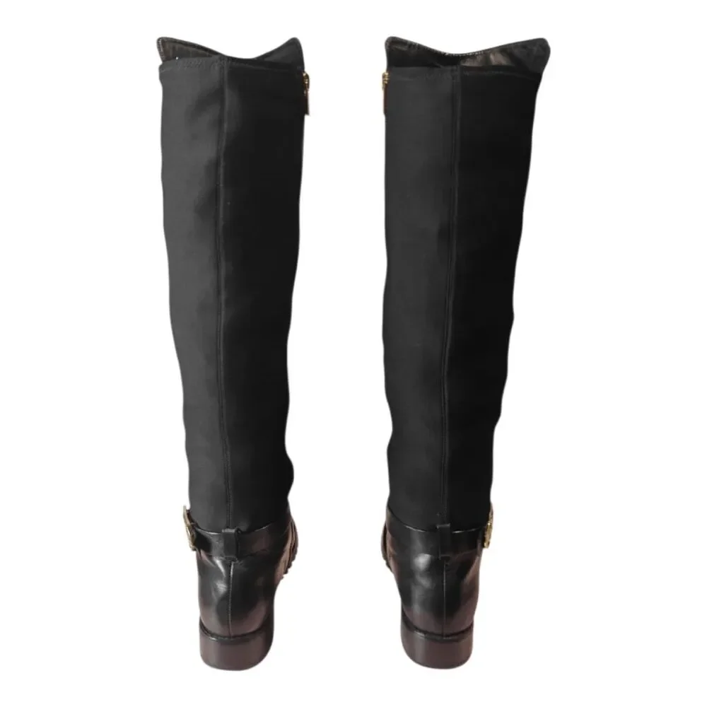 MICHAEL KORS Bryce Black Panel Leather Over The Knee Boot Size 8.5M